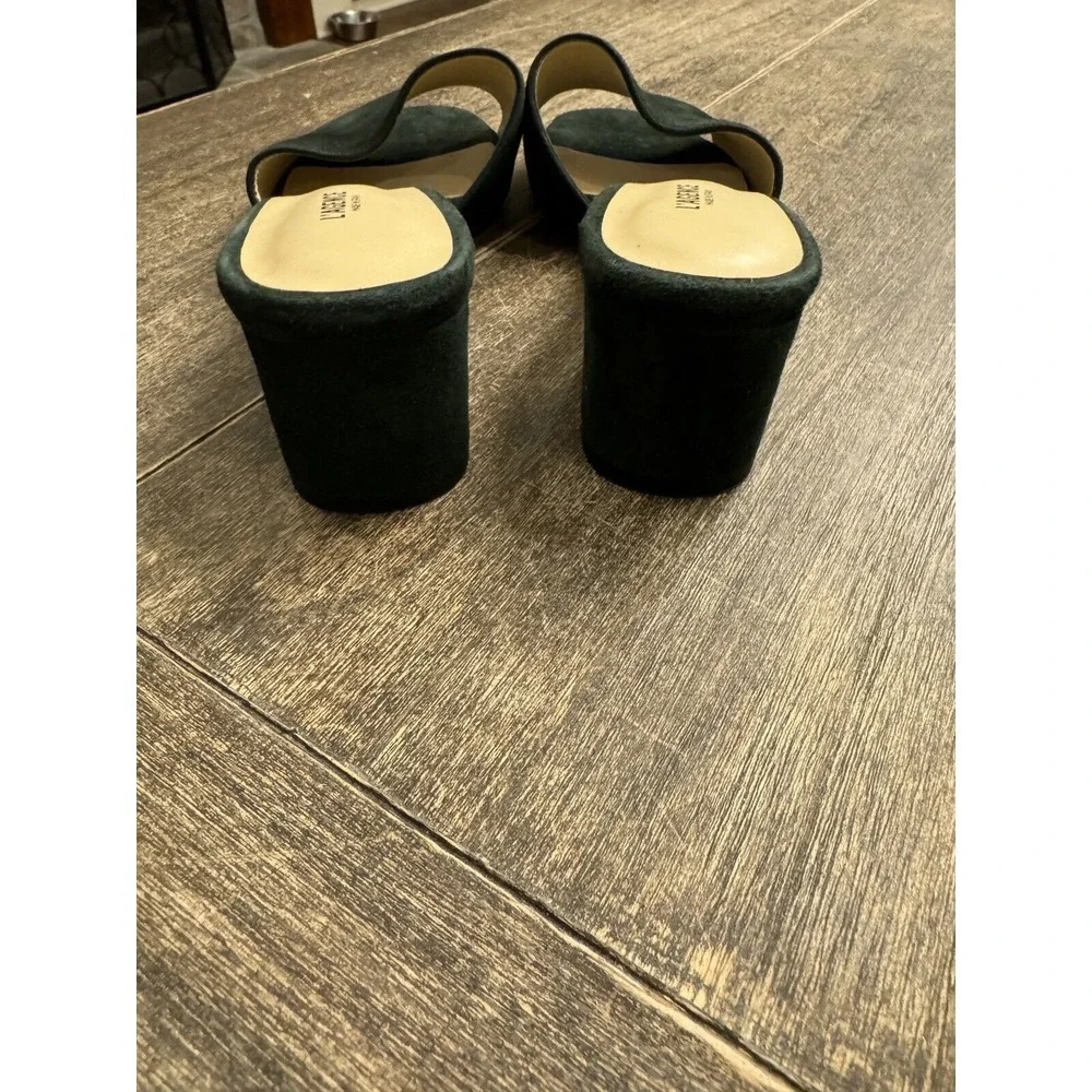 L'agence Green Suede Open Toe Block Heel‎ Slip On Size 37 US 6 - Picture 9 of 10